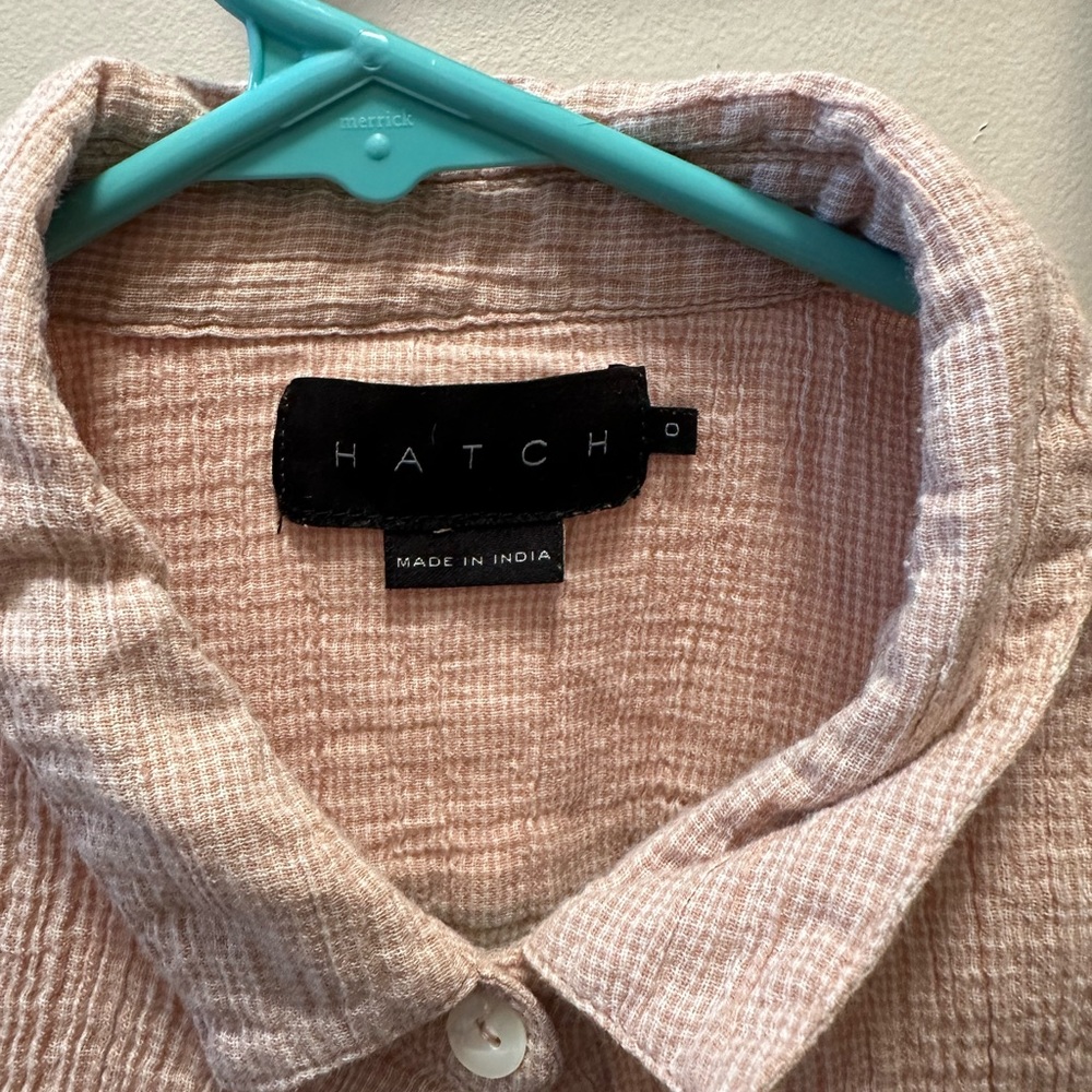 Hatch Orange Gingham Button Down Blouse - image 2